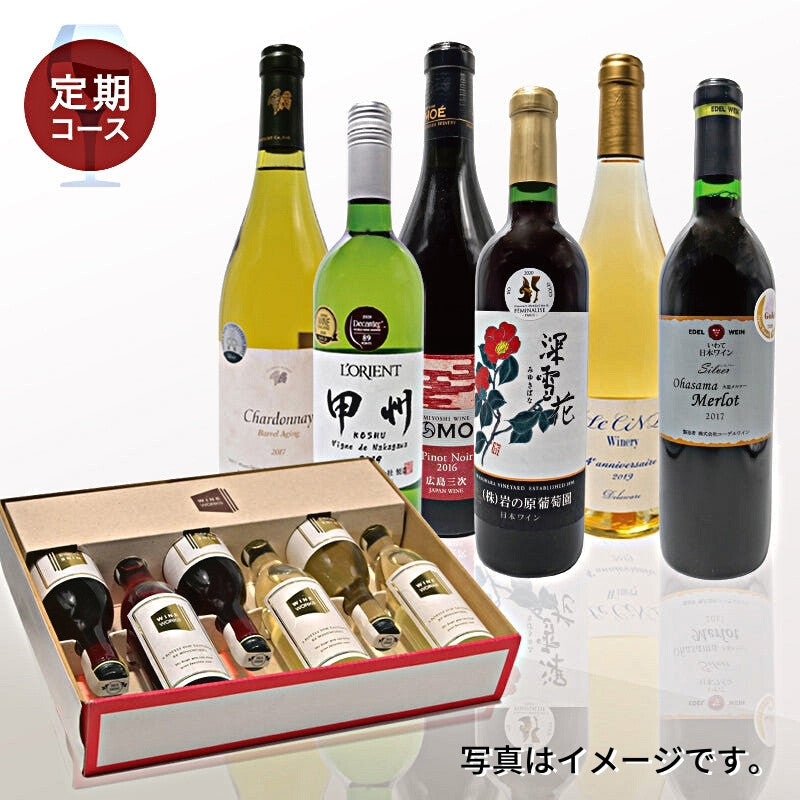 <center>【定期コース】<br>「日本ワインの”いま”を知る」<br>白赤各3本（各100ml）セット</center>