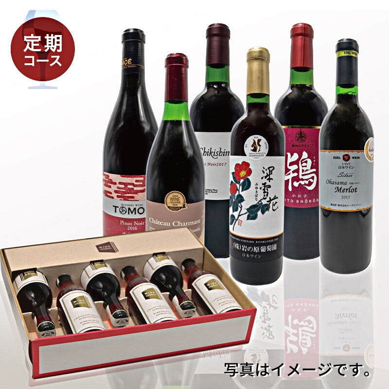 <center>【定期コース】<br>「日本ワインの”いま”を知る」<br>赤6本（各100ml）セット</center>